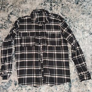 Gray, Black and White Plaid Men's Shirt (flannel)